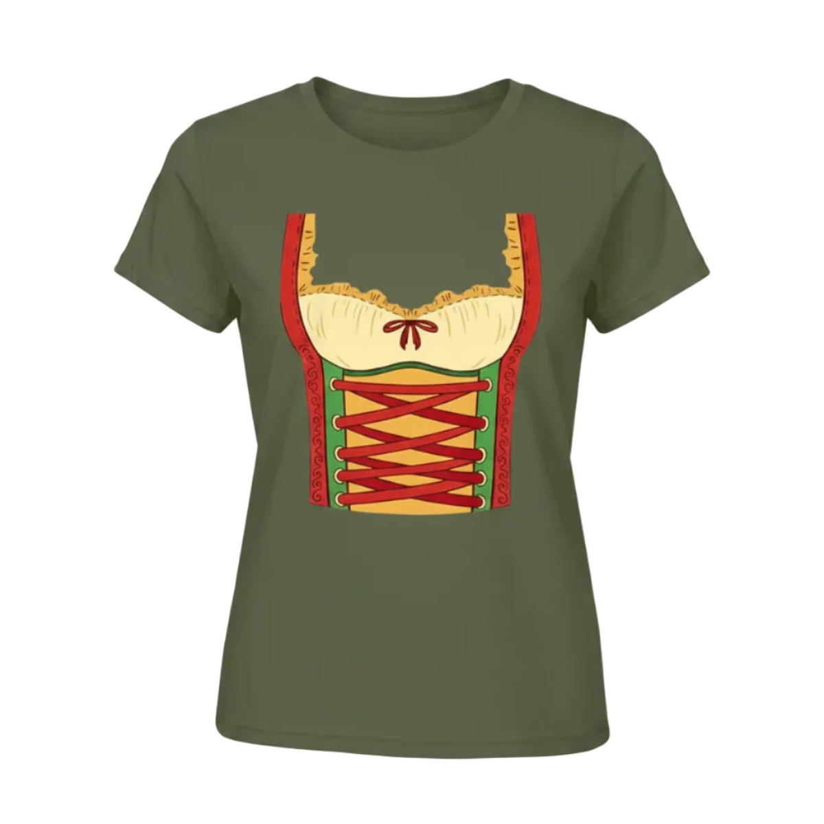 Dame Oktoberfest T-Shirt Polyesterblanding | Kortærmet Top Med Dirndl-Tryk | Til Festivaler & Temabegivenheder | Vanero