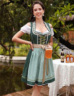 Dame Dirndl Kjole Bomuldsblanding | Almindelig Pasform Minikjole | Snøreliv Med Forklæde Til Festivaler & Kulturelle Arrangementer | Vanero