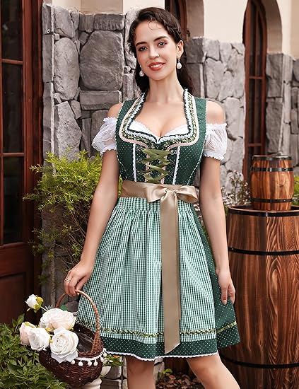 Dame Oktoberfest Dirndl Minikjole | Klassisk & festklar til snøring | Vanero