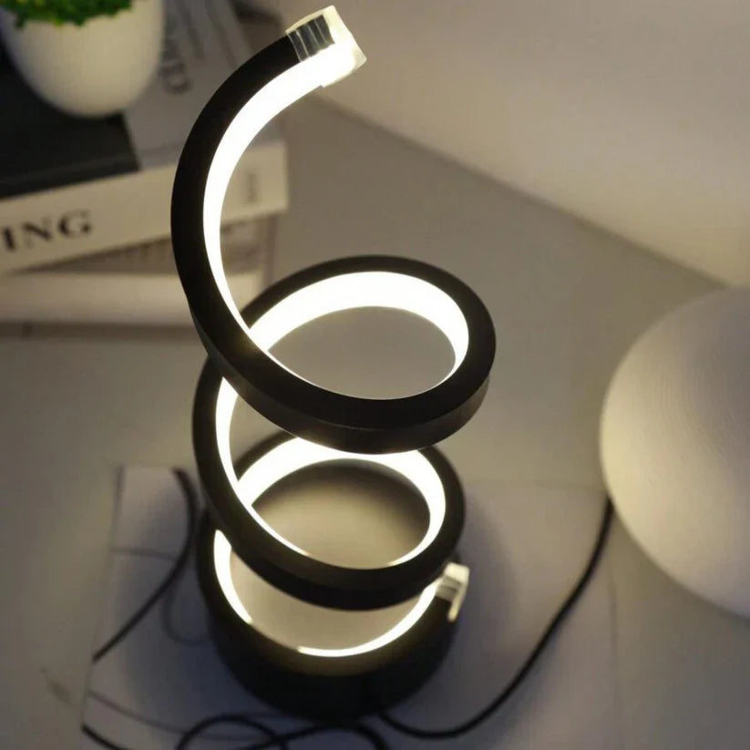 LED Bordlampe Spiraldesign | Dæmpbar Lampe med Integreret LED | Justerbar Indendørs Belysning | Vanero