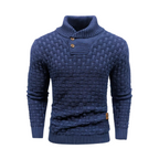 Mark Bomuldskonstruktion | Afslappet Pasform Strikket Sweater | Høj Krave Med Knapdetaljer til Daglig Brug & Kølige Vejrforhold | Vanero