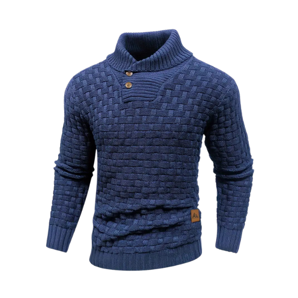 Mark Bomuldskonstruktion | Afslappet Pasform Strikket Sweater | Høj Krave Med Knapdetaljer til Daglig Brug & Kølige Vejrforhold | Vanero