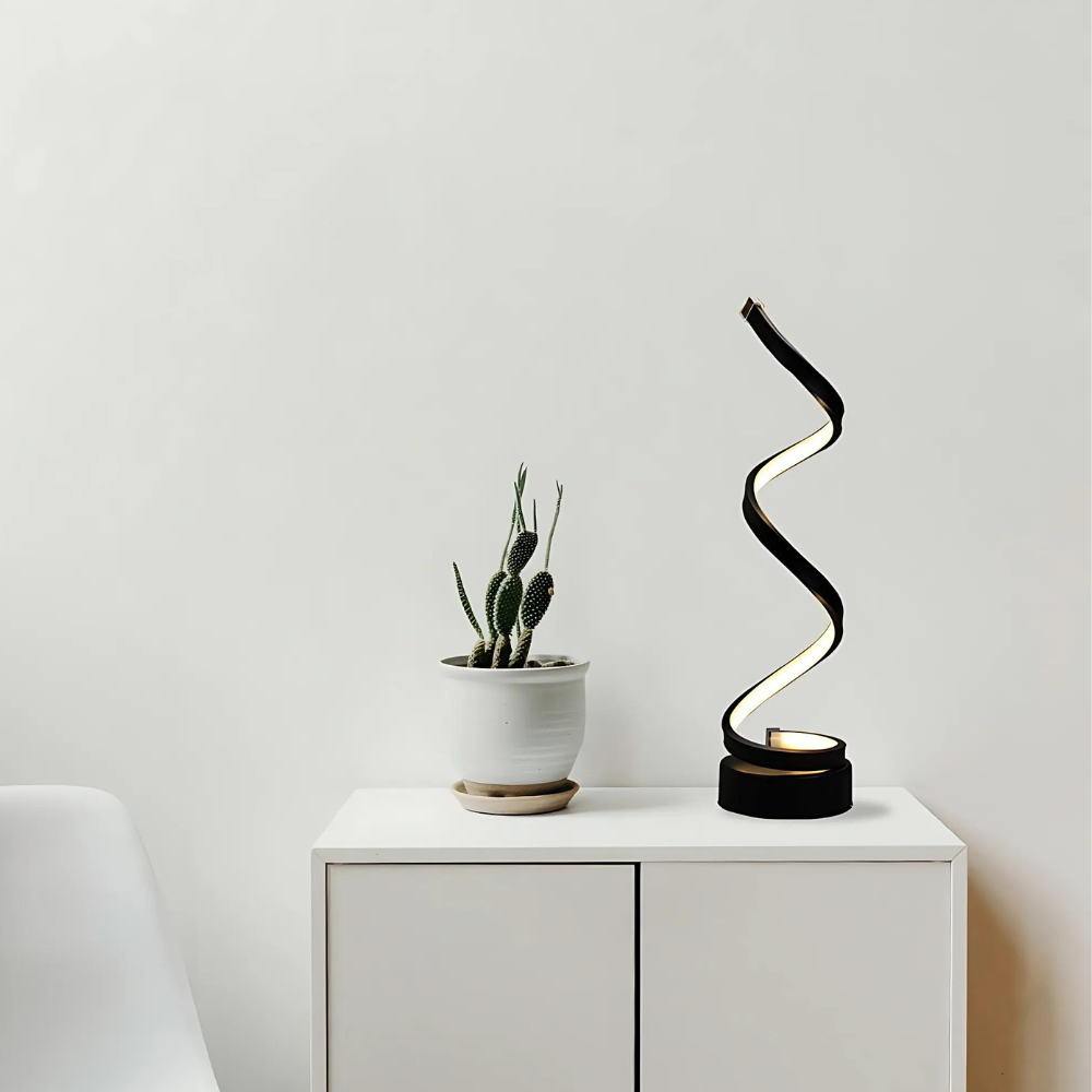 LED Bordlampe Spiraldesign | Dæmpbar Lampe med Integreret LED | Justerbar Indendørs Belysning | Vanero