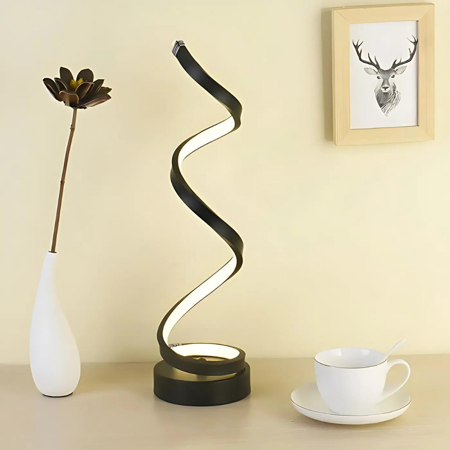 LED Bordlampe Spiraldesign | Dæmpbar Lampe med Integreret LED | Justerbar Indendørs Belysning | Vanero