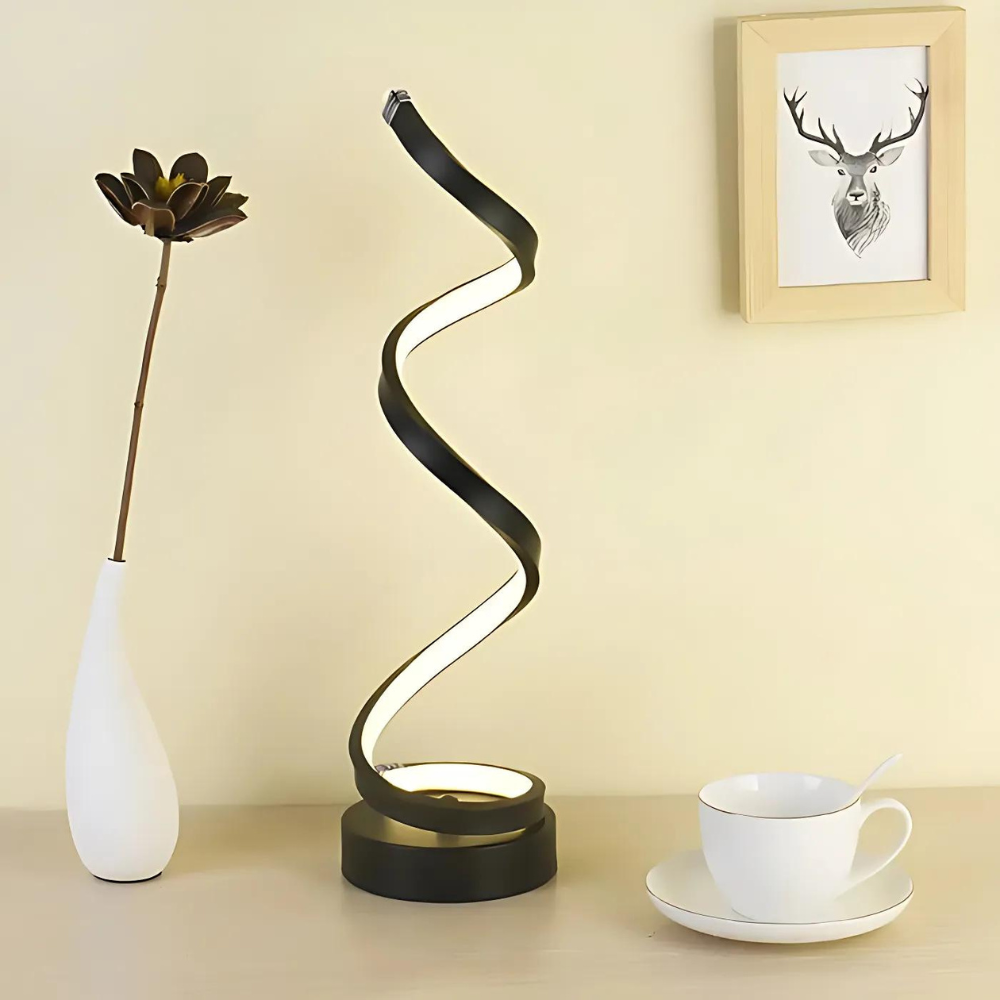 LED Bordlampe Spiraldesign | Dæmpbar Lampe med Integreret LED | Justerbar Indendørs Belysning | Vanero