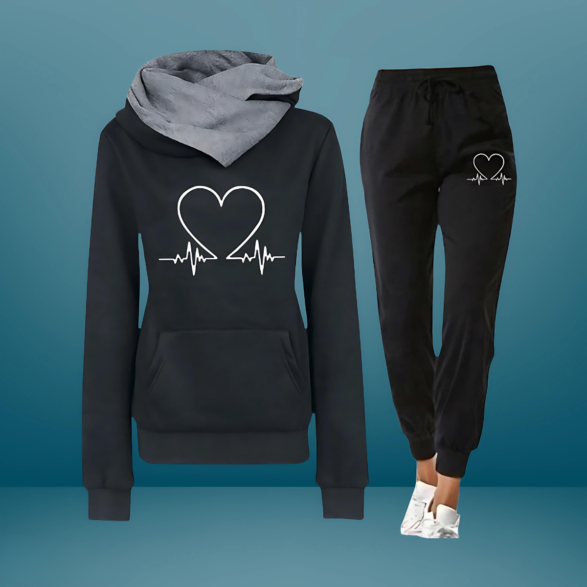 Heart | Elegant Todelt Sæt i Sort | Vanero