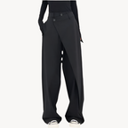 Bukser Bomuld & Polyester | Baggy Pasform Bukser | Brede Ben Med Asymmetrisk Taljedesign til Daglig Brug & Fritid | Vanero