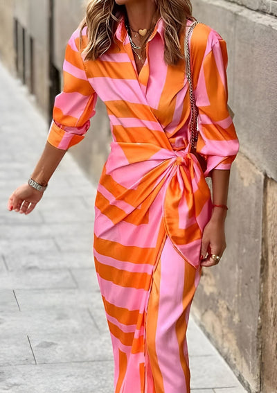 Amelia | Stribet Omslagskjole l Vanero