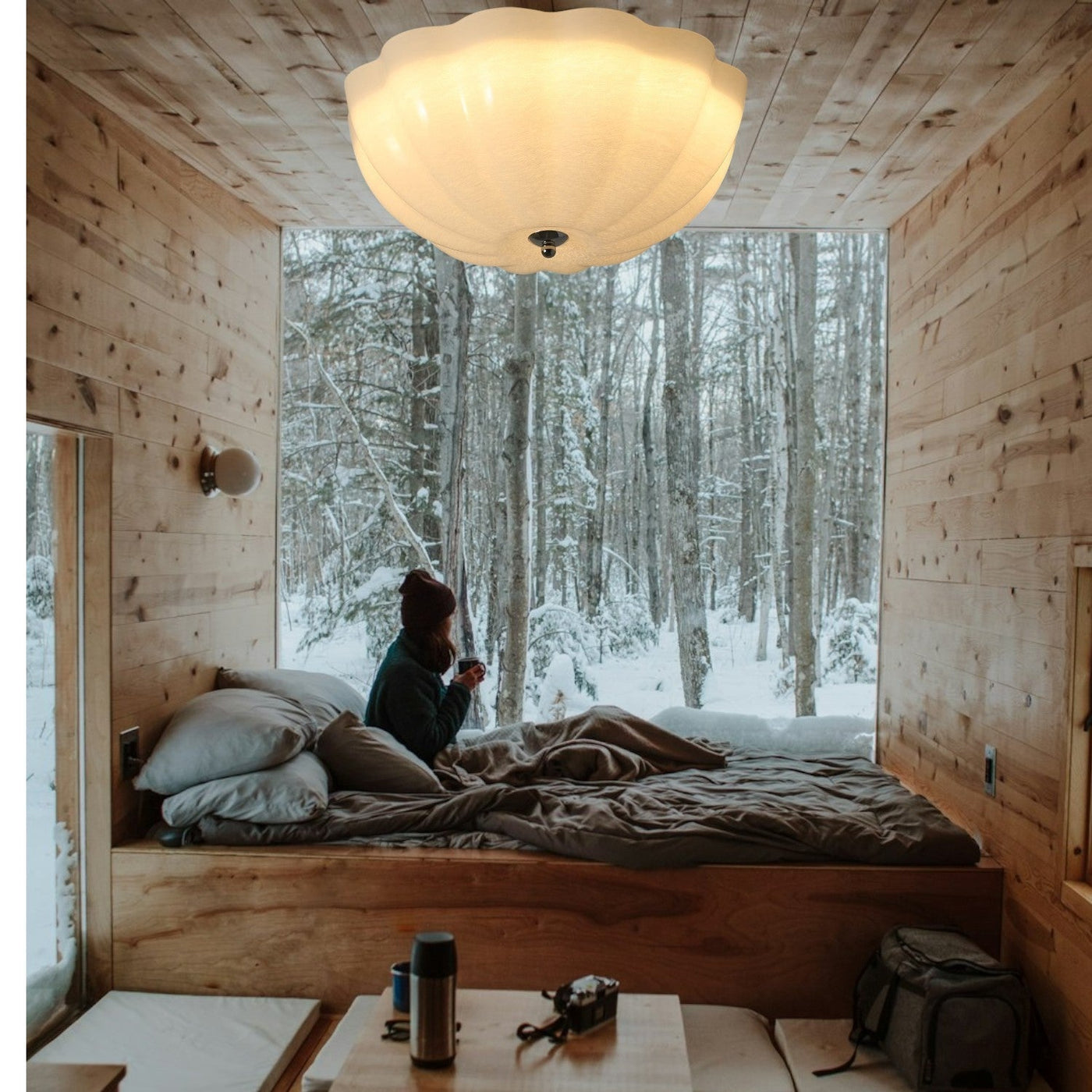 Loftslampe l med opal skal l Vanero
