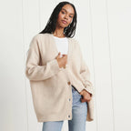 Dame Strikcardigan Strikmateriale | Løs Pasform Cardigan | Knaplukning Foran Til Hverdagsbrug & Lag-På-Lag Styling | Vanero