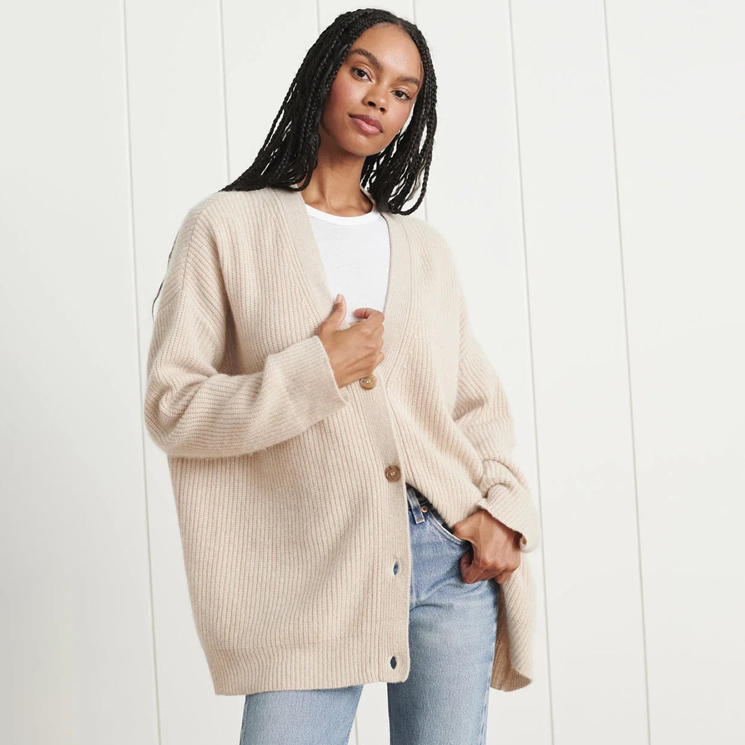 Dame Strikcardigan Strikmateriale | Løs Pasform Cardigan | Knaplukning Foran Til Hverdagsbrug & Lag-På-Lag Styling | Vanero