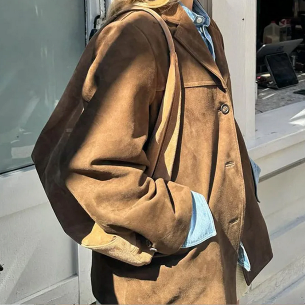 Dame Mockajakke | Oversized Pasform & Enkeltknappet Front | Langærmet Lag med Lommer til Efterårsbrug | Vanero