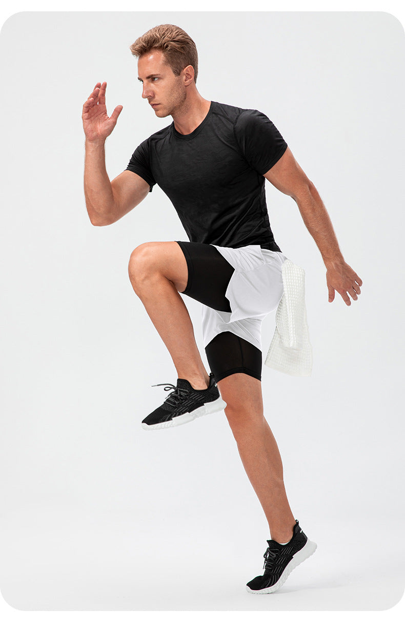 Unisex Sportsshorts Polyester Elastan | Regular Fit 2-i-1 Træningsshorts | Indershorts Design til Løb & Træning | Vanero