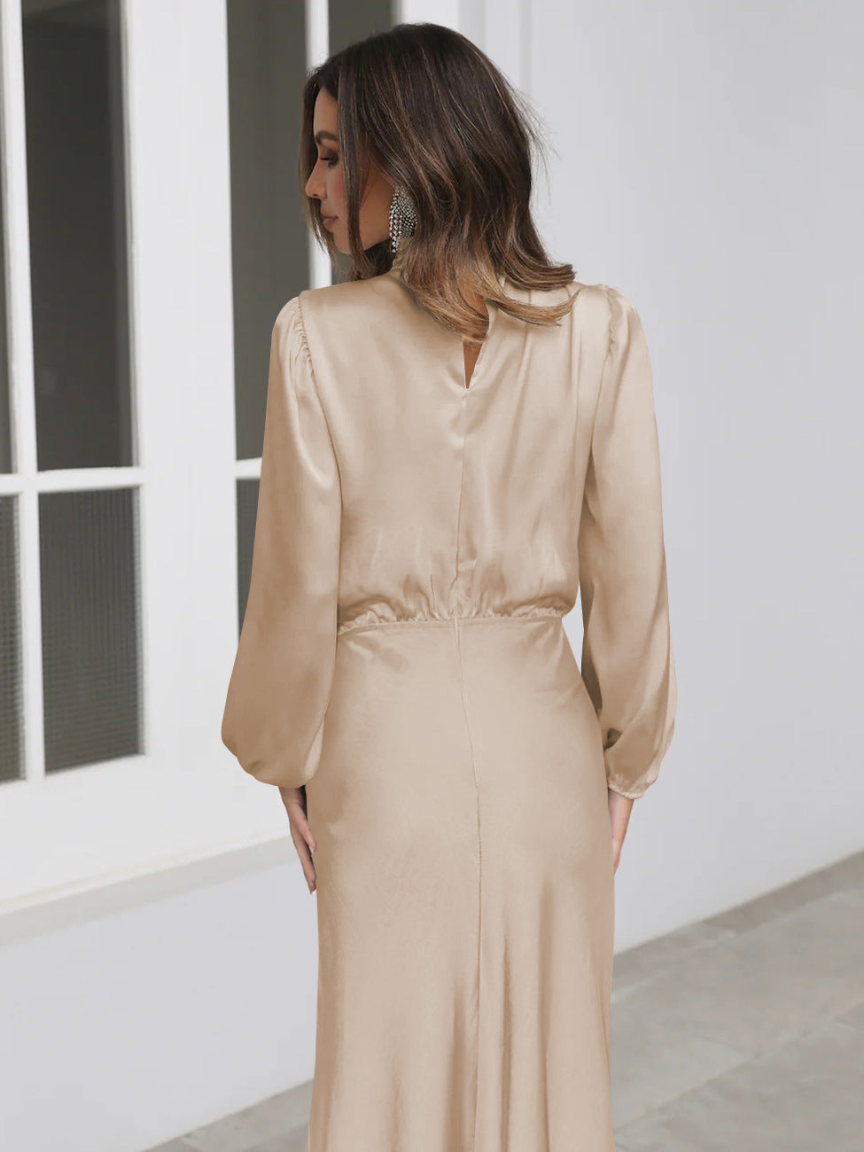 Marie | Stilfuld Satin Maxi Kjole l Vanero