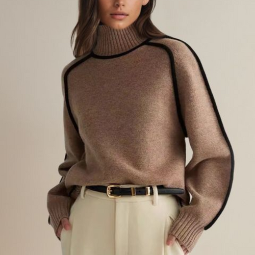 Claire Cashmere Strikkonstruktion | Løs Pasform Rullekravetrøje | Langærmet Design til Kølige Sæsoner & Daglig Brug | Vanero