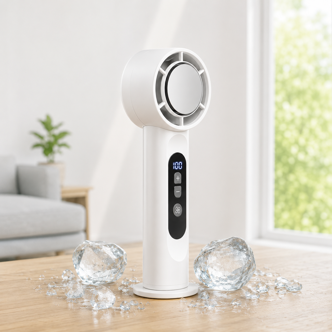 Håndholdt Ventilator | Plast USB-Genopladelig Håndholdt Ventilator Med LED-Display | Personlig Køling Til Rejser Og Hverdag | Vanero