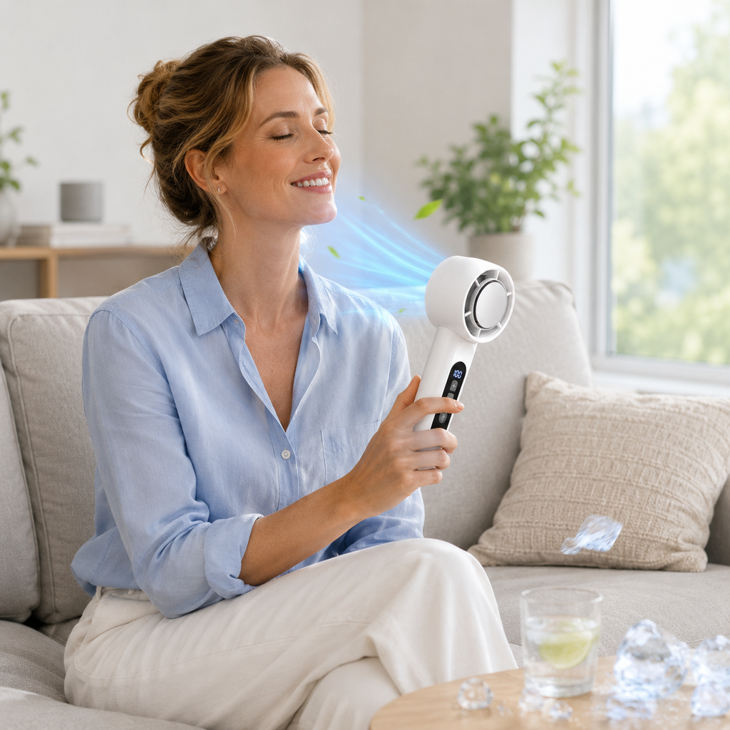 Håndholdt Ventilator | Plast USB-Genopladelig Håndholdt Ventilator Med LED-Display | Personlig Køling Til Rejser Og Hverdag | Vanero
