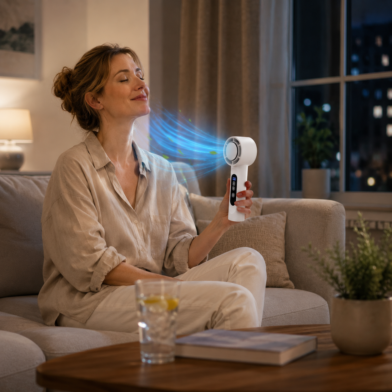 Håndholdt Ventilator | Plast USB-Genopladelig Håndholdt Ventilator Med LED-Display | Personlig Køling Til Rejser Og Hverdag | Vanero