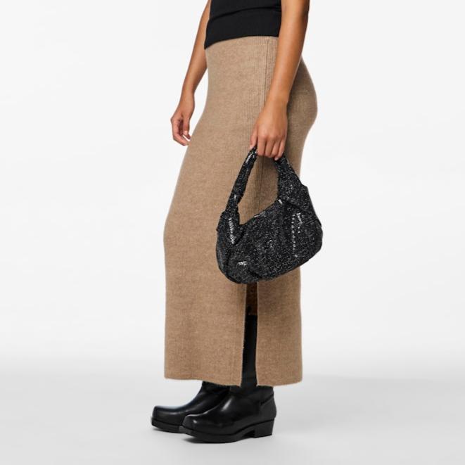 Pieces Nitter Sequin Skuldertaske | Ultimate Elegant Taske Sort Sequin Taske | Vanero