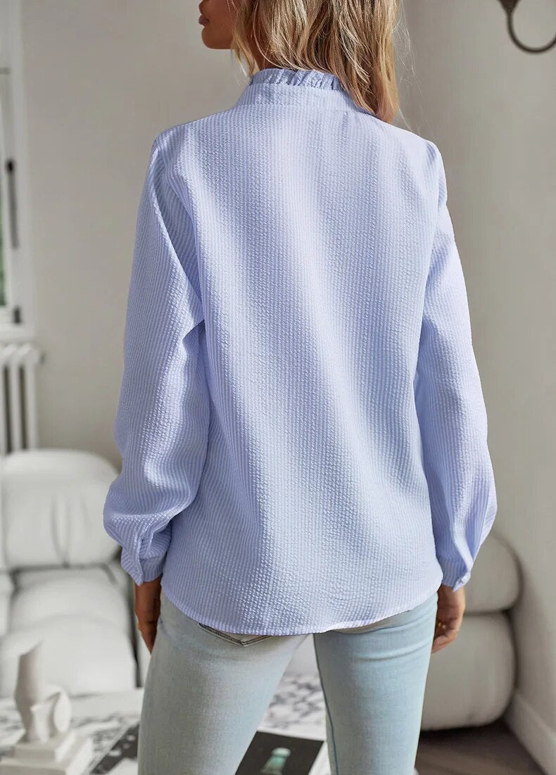 Jade | Stilfuld Flæset Knapbluse l Vanero