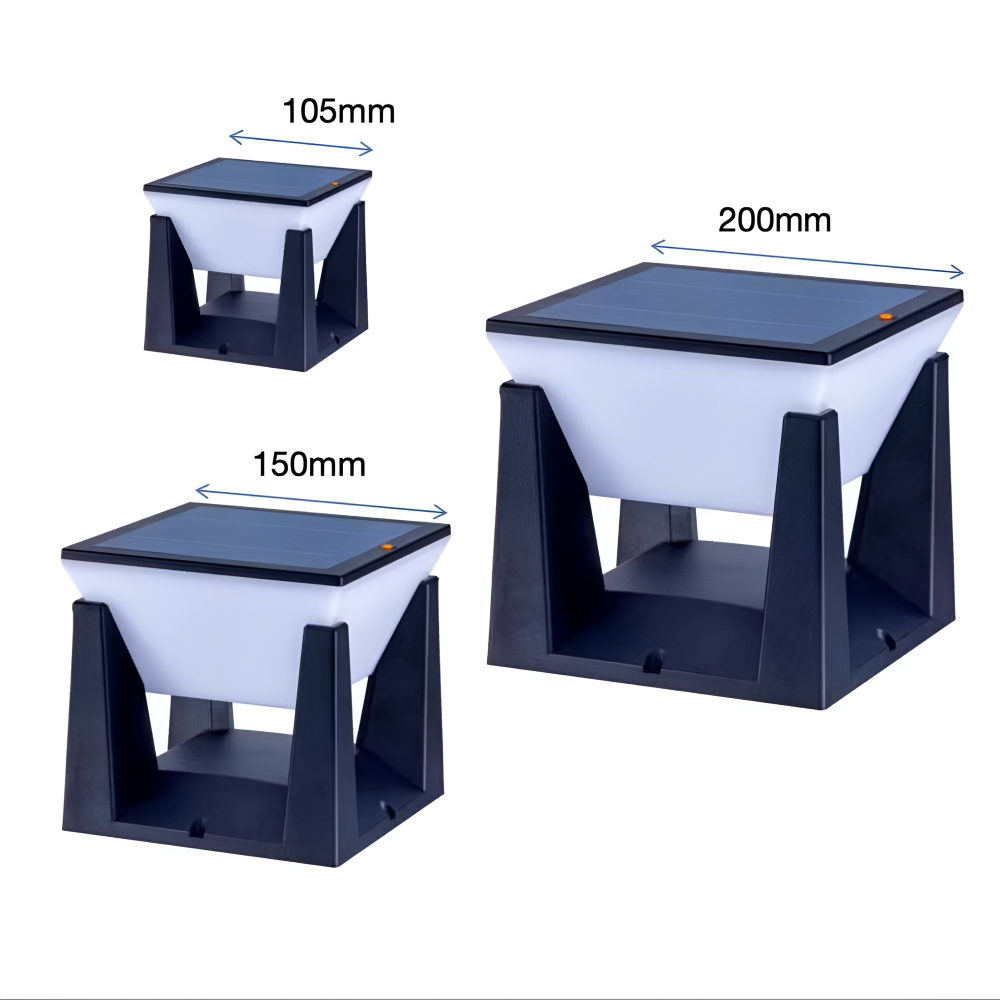 QuadreShine | Sorte Firkantede Solarlampe Have - Vejrbestandig Havebelysning | Vanero