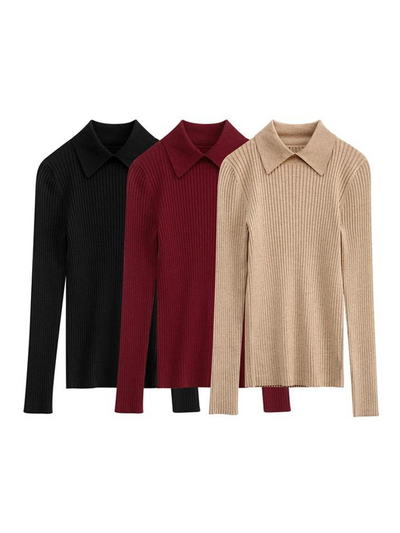 Klassisk l ribbestrikket polosweater l Vanero