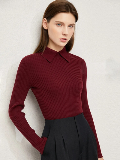 Klassisk l ribbestrikket polosweater l Vanero