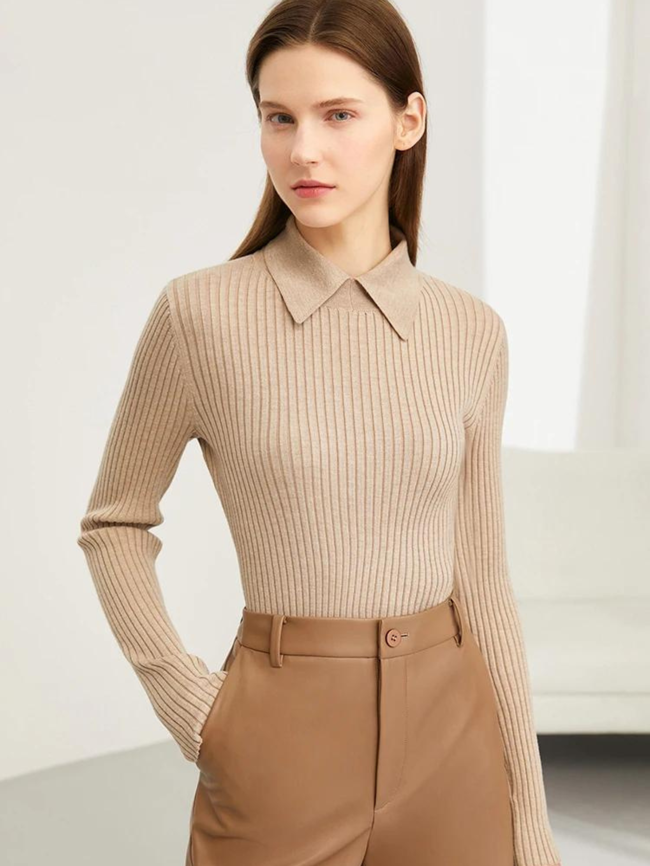 Klassisk l ribbestrikket polosweater l Vanero