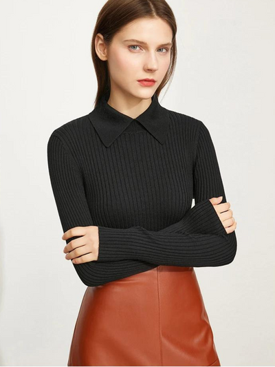 Klassisk l ribbestrikket polosweater l Vanero