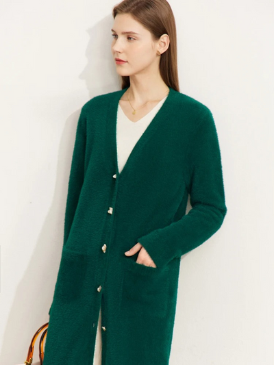 Langstrikket l cardigan med knapper l Vanero