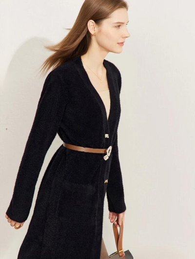 Langstrikket l cardigan med knapper l Vanero
