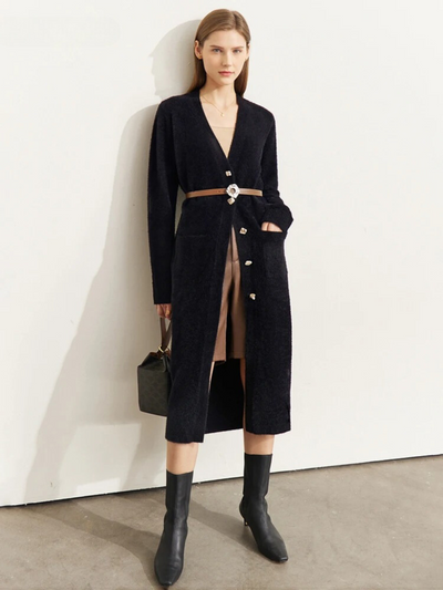 Langstrikket l cardigan med knapper l Vanero