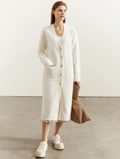 Langstrikket l cardigan med knapper l Vanero