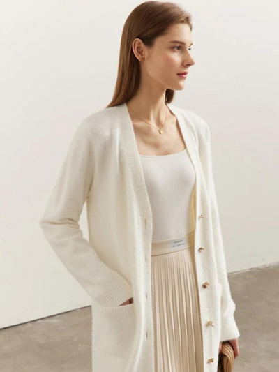 Langstrikket l cardigan med knapper l Vanero