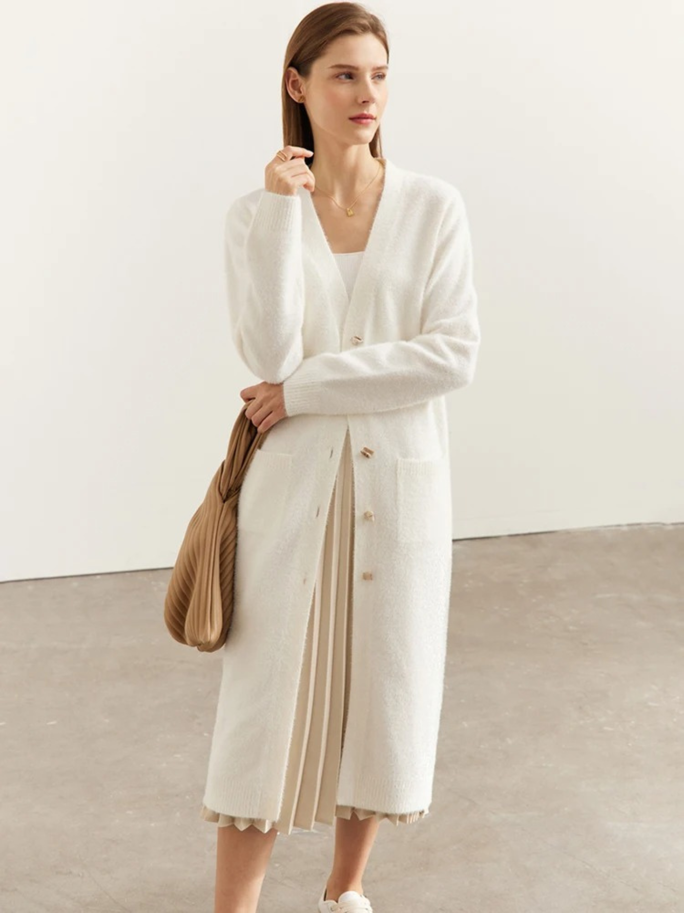 Langstrikket l cardigan med knapper l Vanero