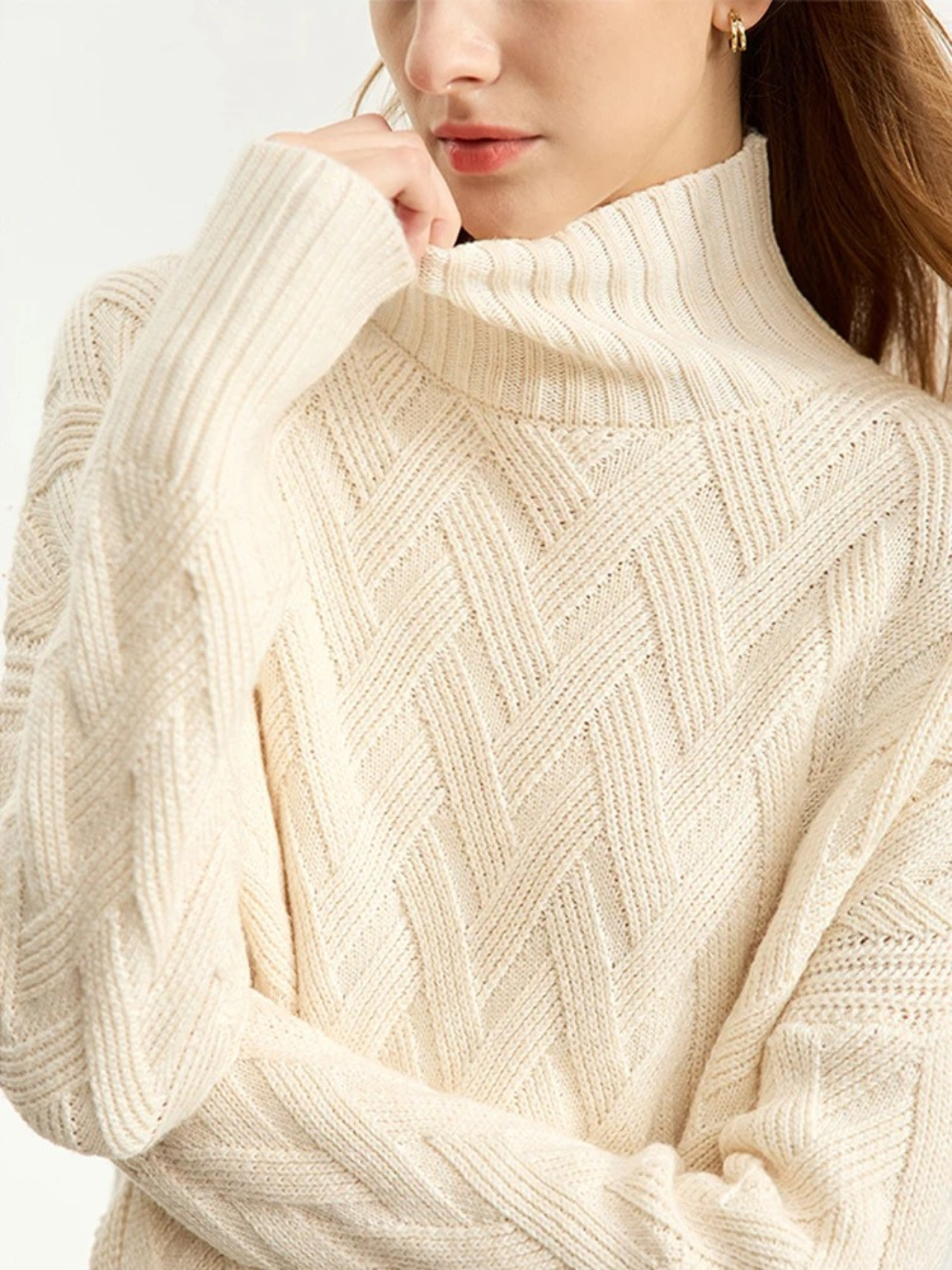 Koselig l flettestrikket turtleneck-genser l Vanero