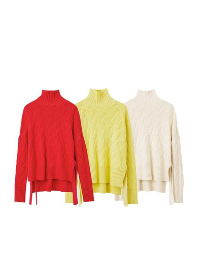 Koselig l flettestrikket turtleneck-genser l Vanero