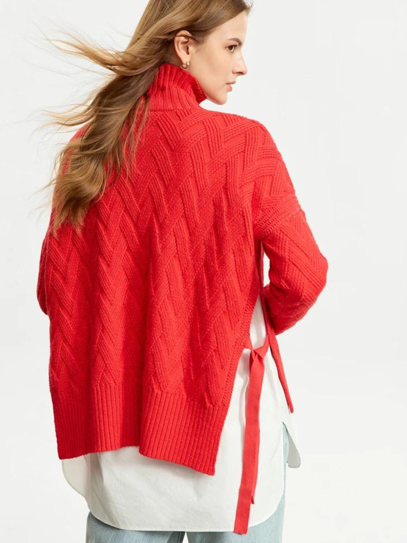 Koselig l flettestrikket turtleneck-genser l Vanero
