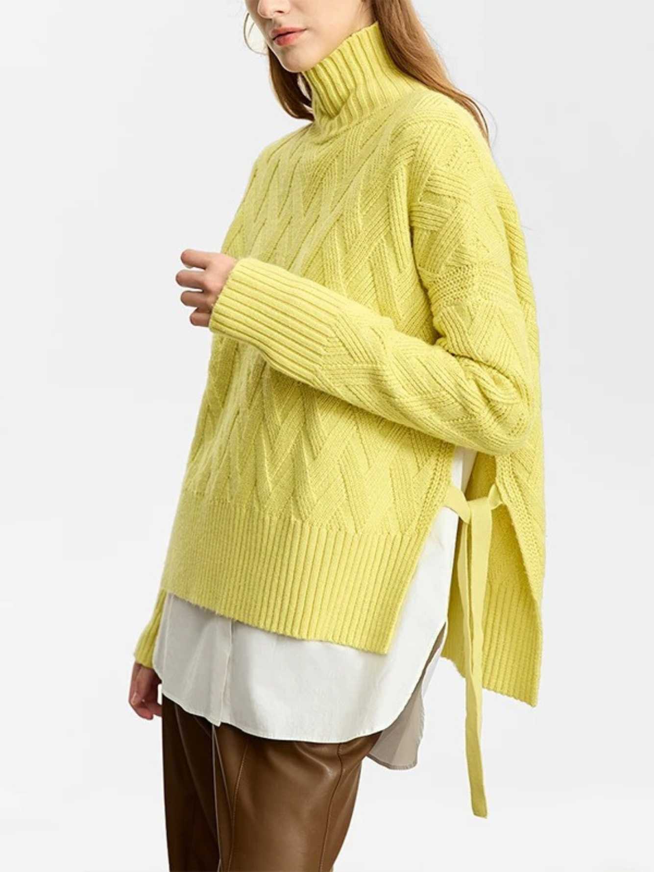 Koselig l flettestrikket turtleneck-genser l Vanero