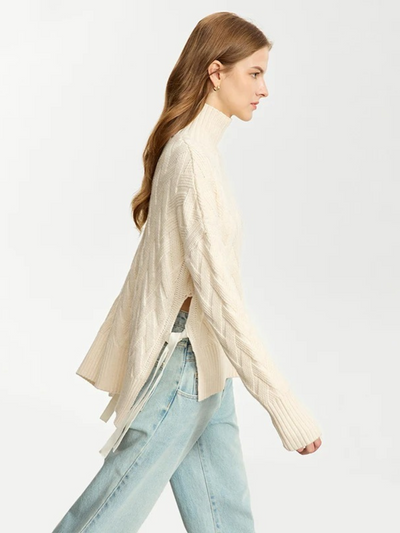 Koselig l flettestrikket turtleneck-genser l Vanero