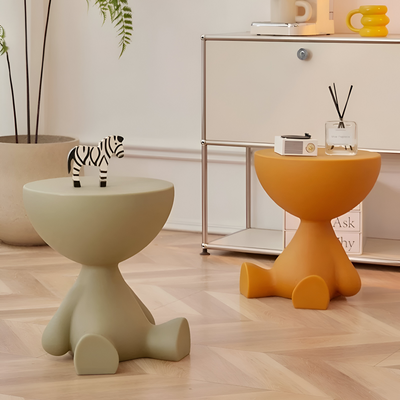 Rund Creme Beistelltisch | Sort Rund Sofabord - Sødt Plastikbeistelltisch | Vanero