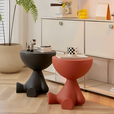 Rund Creme Beistelltisch | Sort Rund Sofabord - Sødt Plastikbeistelltisch | Vanero