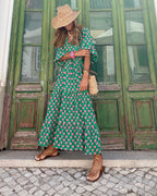 Damekjole Let Tekstilmateriale | Relaxed Fit Blomstret Sommerkjole | Mønstret Design til Sommerbrug & Hverdagsaktiviteter | Vanero