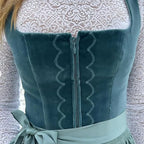 Dame Dirndl Kjole Bomuldsblanding | Almindelig Pasform Traditionel Kjole | Folkemønster Med Forklæde Til Festivaler & Arrangementer | Vanero