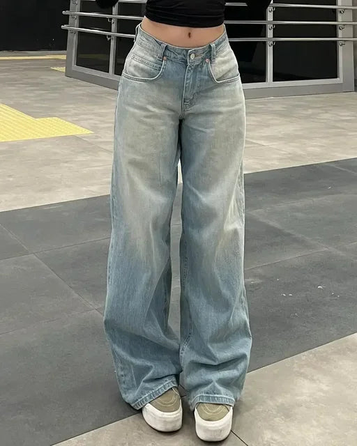 Dame Jeans Bomuldsblanding Denim | Løs Pasform Højtaljede Jeans | Afslappet Design Til Hverdagsbrug & Fritidsaktiviteter | Vanero