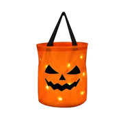 Græskar Slikpose | LED-Belysning & Sammenfoldeligt Design | Genanvendelig Sliktaske Til Halloween & Sæsonbegivenheder | Vanero