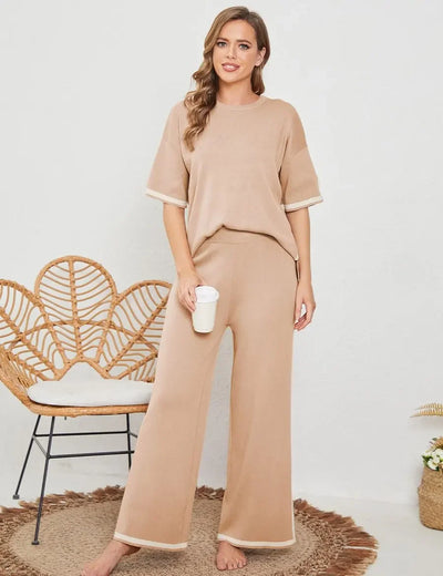 Beige Todelt Outfit | Polyester | Elegant & Hyggeligt l Vanero