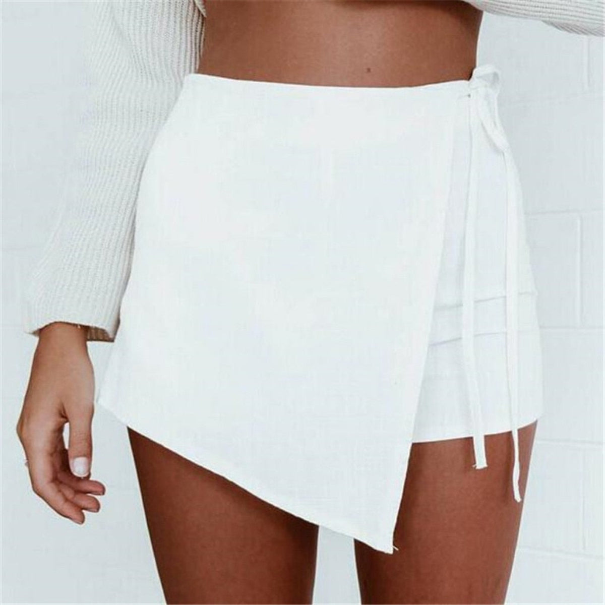 Dame Skort Polyester | Høj Talje Skort | Integreret Shorts Konstruktion til Hverdags- og Fritidsbrug | Vanero