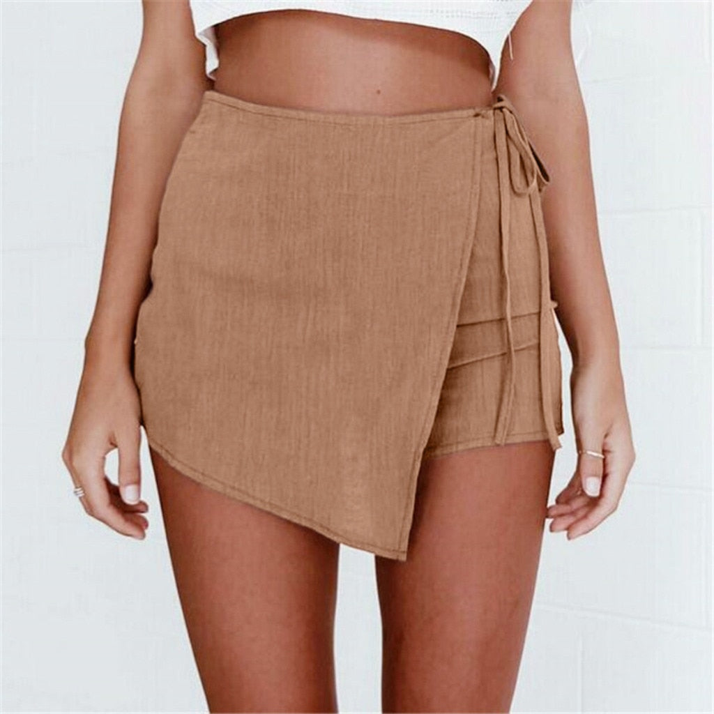 Dame Skort Polyester | Høj Talje Skort | Integreret Shorts Konstruktion til Hverdags- og Fritidsbrug | Vanero