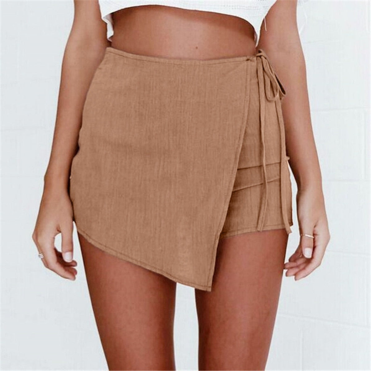 Dame Skort Polyester | Høj Talje Skort | Integreret Shorts Konstruktion til Hverdags- og Fritidsbrug | Vanero